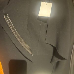 Vince black wool jacket with leather sleeves